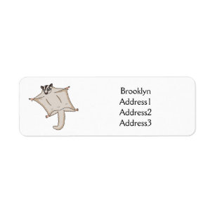 Cute flying sugar glider cartoon illustration return address label
