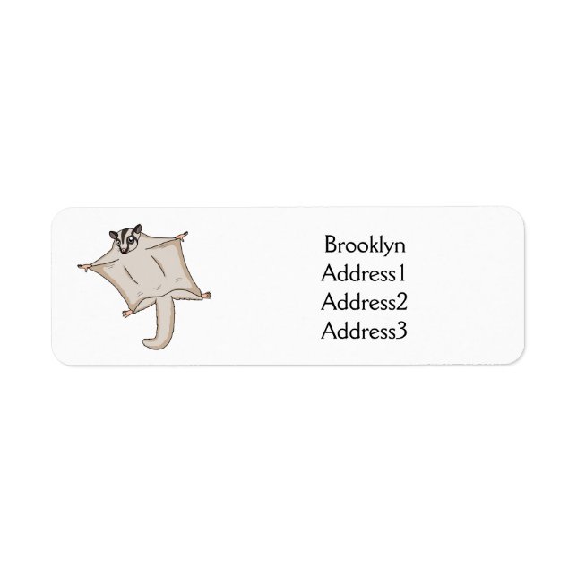 Cute flying sugar glider cartoon illustration  return address label (Front)