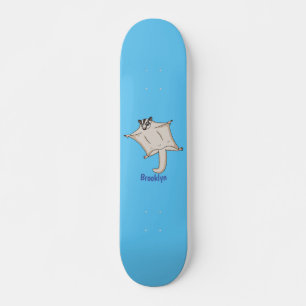 Cute flying sugar glider cartoon illustration  skateboard