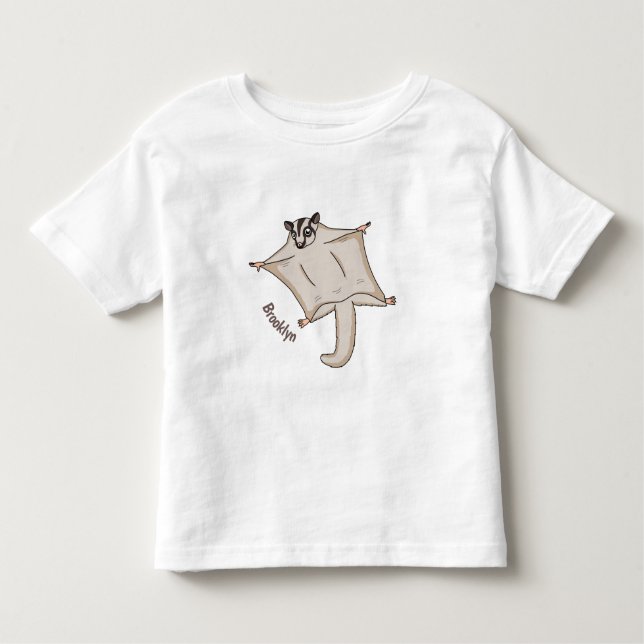 Cute flying sugar glider cartoon illustration toddler T-Shirt (Front)
