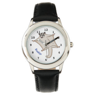 Cute flying sugar glider cartoon illustration watch