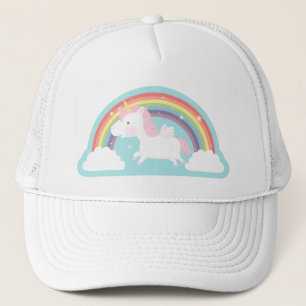Cute Flying Unicorn and Rainbow Girls Hat