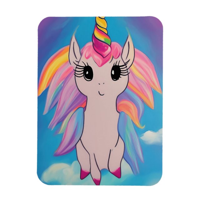 Cute Flying Unicorn Kawaii Painting Magnet (Vertical)