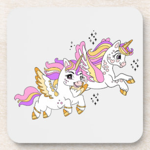 Cute flying unicorns coaster
