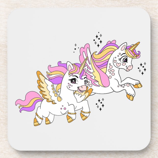 Cute flying unicorns  coaster (Front)