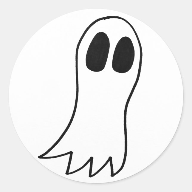 Cute Flying White Ghost Classic Round Sticker (Front)