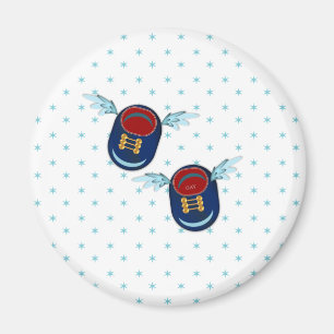 Cute flying winged little shoes in blue & red magnet