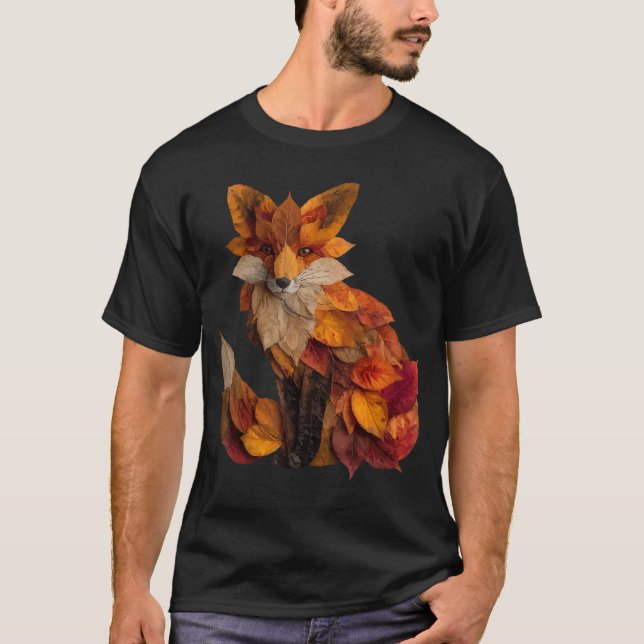 Cute Fo Autumn Leaves Artistic Animal Art Fall Aes T-Shirt (Front)