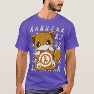 Cute Fo With Orange Ribbon For Leukaemia Awareness T-Shirt