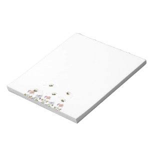 Cute Folk Art Bees Daisies Butterflies Notepad