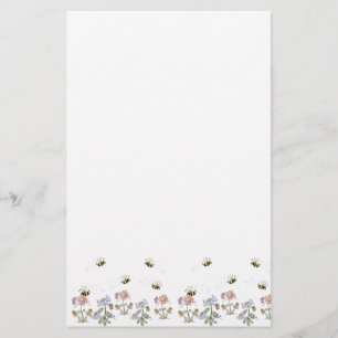 Cute Folk Art Bees Daisies Butterflies Stationery