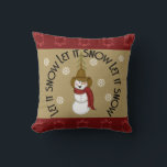 Cute Folk Art Cowboy Snowman Christmas Cushion<br><div class="desc">Original art digitally created by Deborah Miller,  Missouri artist</div>