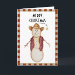Cute Folk Art Cowboy Snowman Christmas Holiday Card<br><div class="desc">Original art in acrylic on paper by Deborah Miller,  Missouri artist</div>