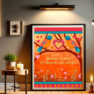 Cute Folk Birds Inspiring Home Quote Inspirivity Poster