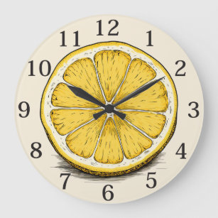 Cute Food Art Yellow Lemon Slice Wall Clock