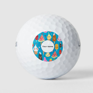 Cute food characters clipart golf balls