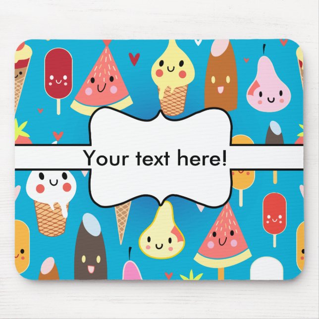 Cute food characters clipart mouse pad (Front)