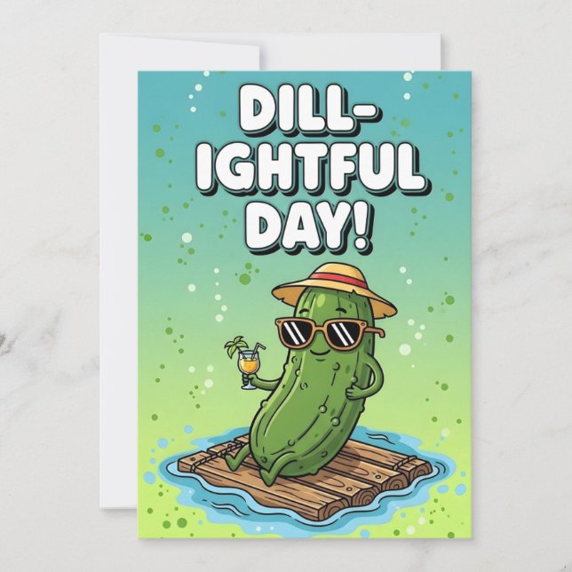 Cute Food Pun Dill-ightful Daysilly pickle lover Thank You Card (Front)