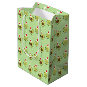 Cute Food Santa Hat Avocado Christmas Medium Gift Bag