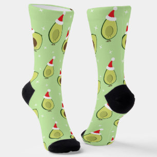 Cute Food Santa Hat Avocado Christmas Socks
