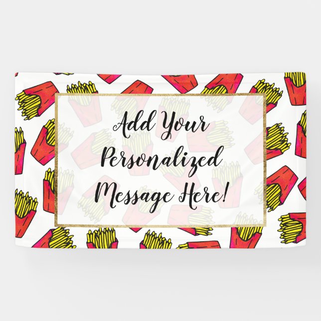 Cute Foodie French Fries Pattern Banner (Horizontal)