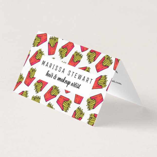 Cute Foodie French Fries Pattern Business Card (Front)