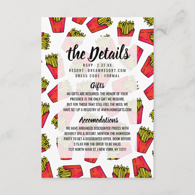 Cute Foodie French Fries Pattern Enclosure Card (Front)