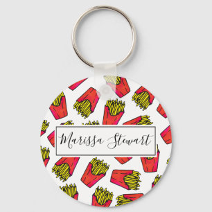 Cute Foodie French Fries Pattern Key Ring