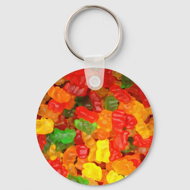 cute foodie rainbow colourful candy Gummy Bear Key Ring (Front)