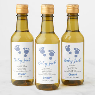 Cute Foot Print Baby Shower Favour Mini Bottle  Wine Label