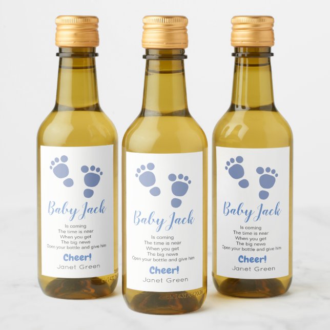 Cute Foot Print Baby Shower Favour Mini Bottle  Wine Label (Bottles)