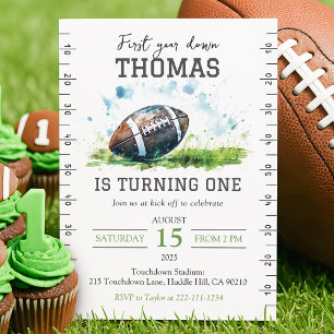 Cute Football 1st Birthday Invitation