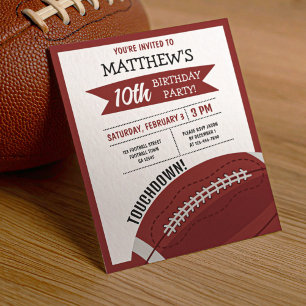 Cute Football Ball Ribbon Budget Birthday Invite