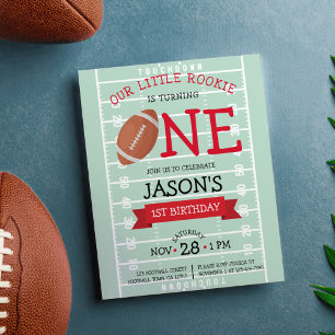 Cute Football Field & Ribbon Budget 1st Birthday
