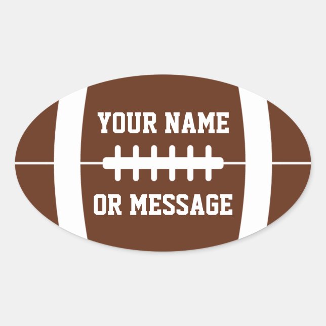 Cute Football Personalised Oval Sticker (Front)