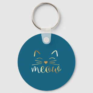 Cute For Meow Cat Face Quote Cat Key Ring