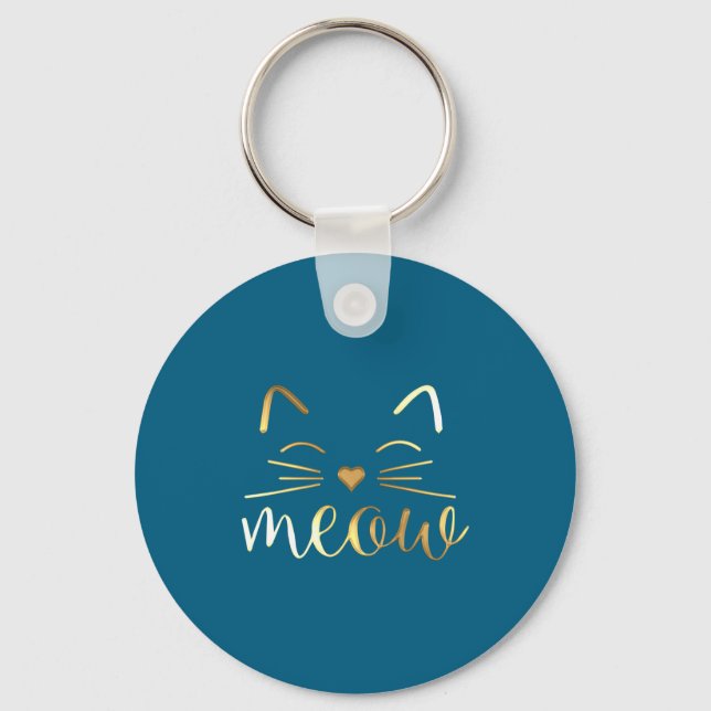 Cute For Meow Cat Face Quote Cat Key Ring (Front)