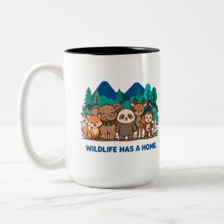 Cute Forest Animal Friends "Wildlife Has A Home" Two-Tone Coffee Mug
