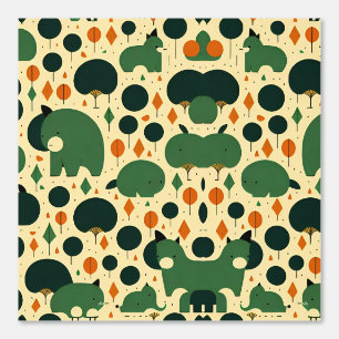 Cute Forest Animals and Trees Pattern Wallpaper