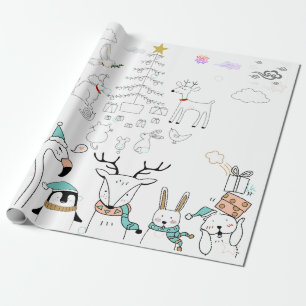 CUTE FOREST ANIMALS AT CHRISTMAS Wrapping Paper