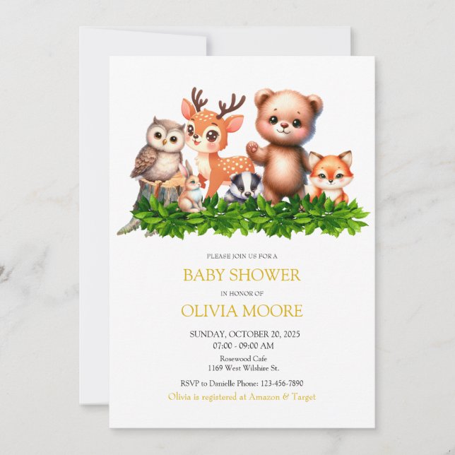 Cute Forest Animals Baby Shower Invitation (Front)