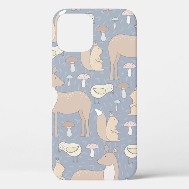 Cute Forest Animals Deer Squirrel Chick Mushrooms Case-Mate iPhone Case (Back)