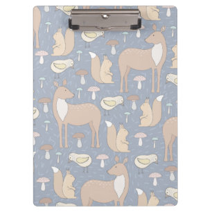 Cute Forest Animals Deer Squirrel Chick Mushrooms Clipboard