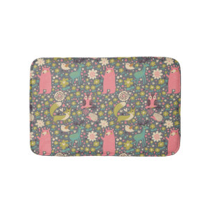 Cute Forest Animals Pattern Bath Mat