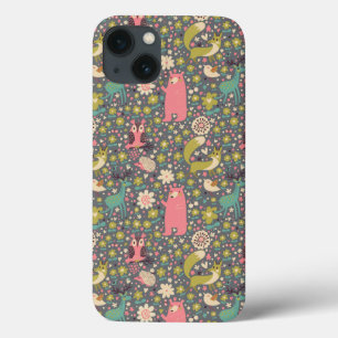 Cute Forest Animals Pattern iPhone 13 Case