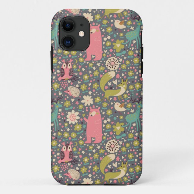 Cute Forest Animals Pattern Case-Mate iPhone Case (Back)