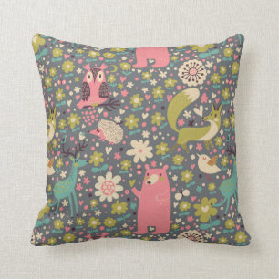 Cute Forest Animals Pattern Cushion