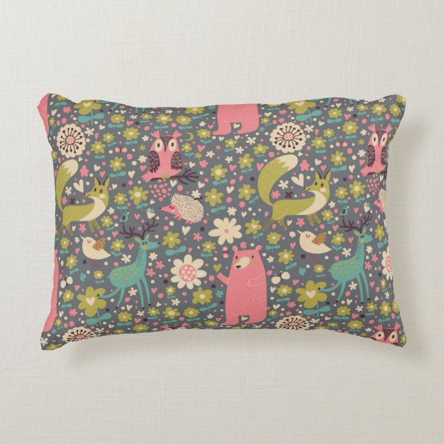 Cute Forest Animals Pattern Decorative Cushion (Front)