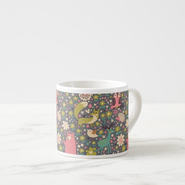 Cute Forest Animals Pattern Espresso Cup (Front Right)