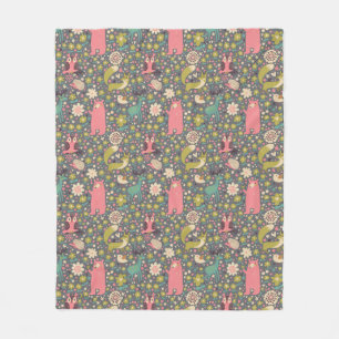 Cute Forest Animals Pattern Fleece Blanket